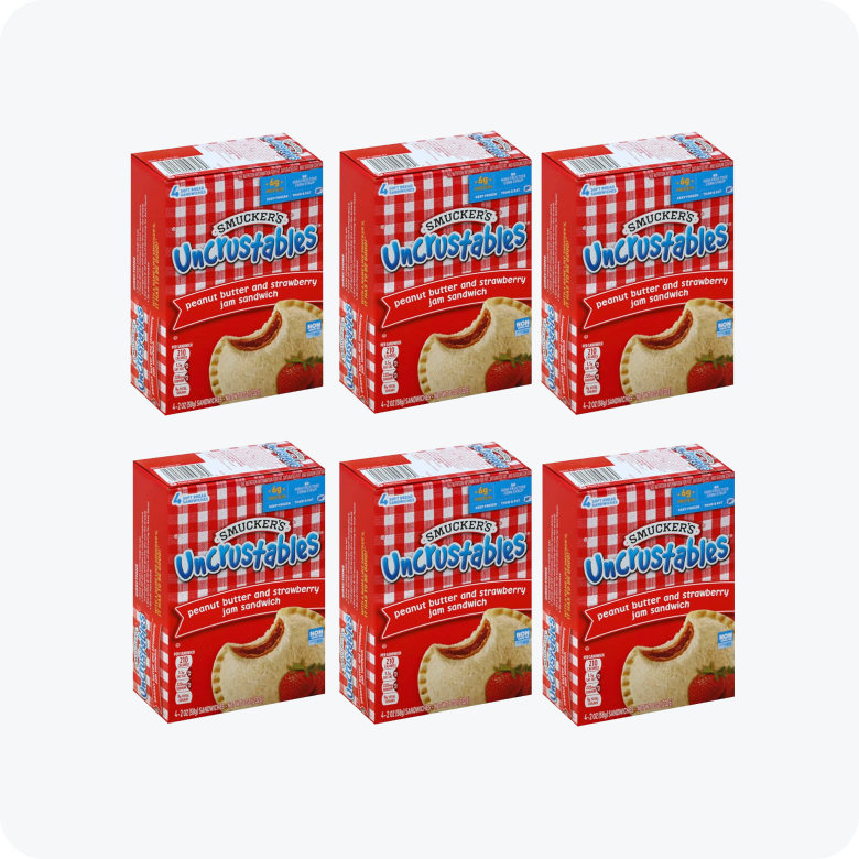 Smucker's Uncrustables Peanut Butter & Strawberry Jam Sandwich, 8 oz, 4 Count -- 6 Pack