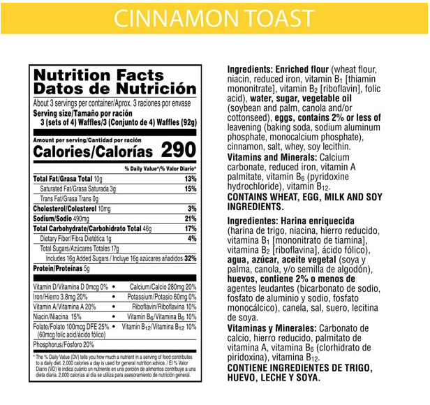 Eggo Cinnamon Toast Frozen Mini Waffles, 10.75 oz, 40 Count -- PACK OF 3