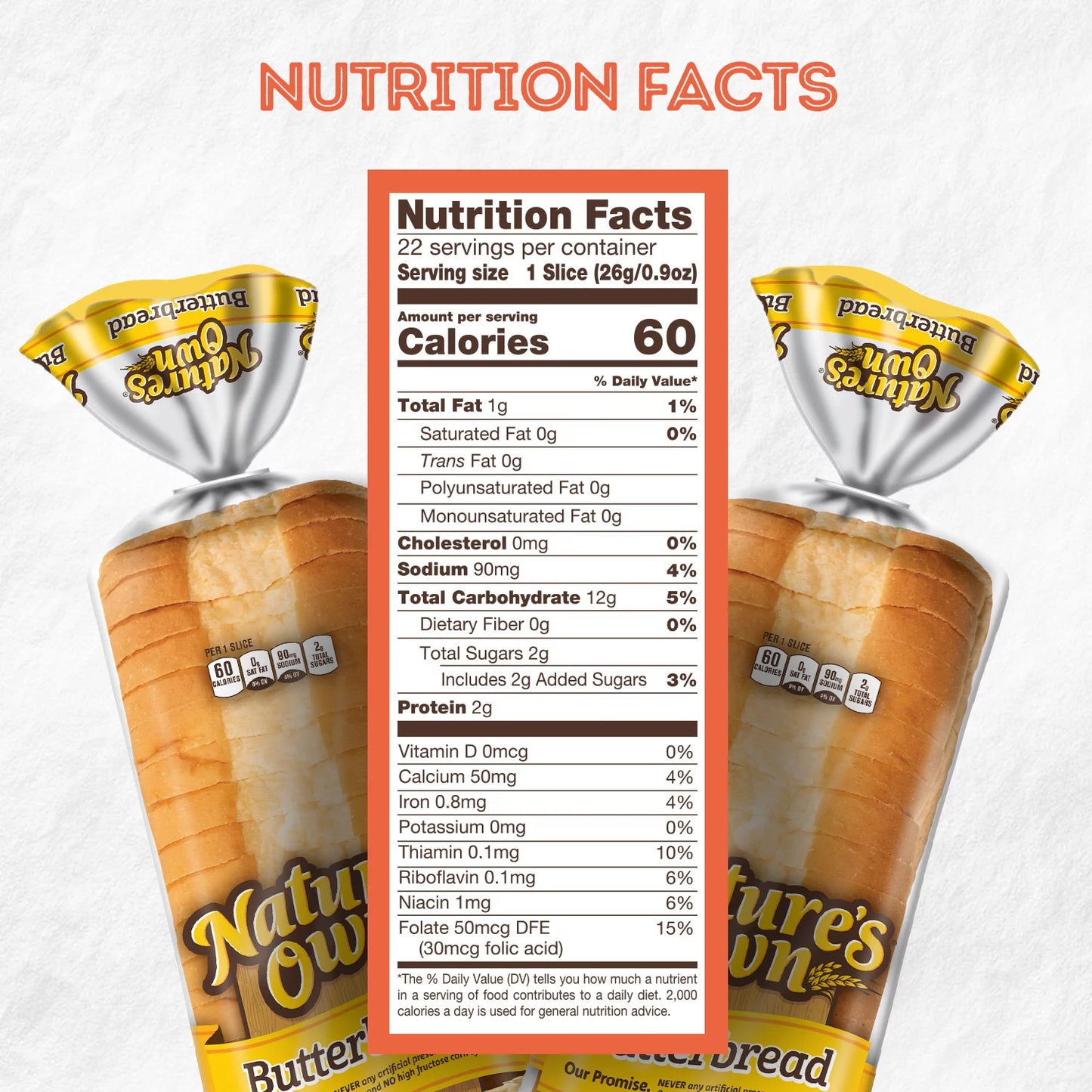 Nature's Own Butterbread White Bread Loaf, 20 oz -- Pack of 2