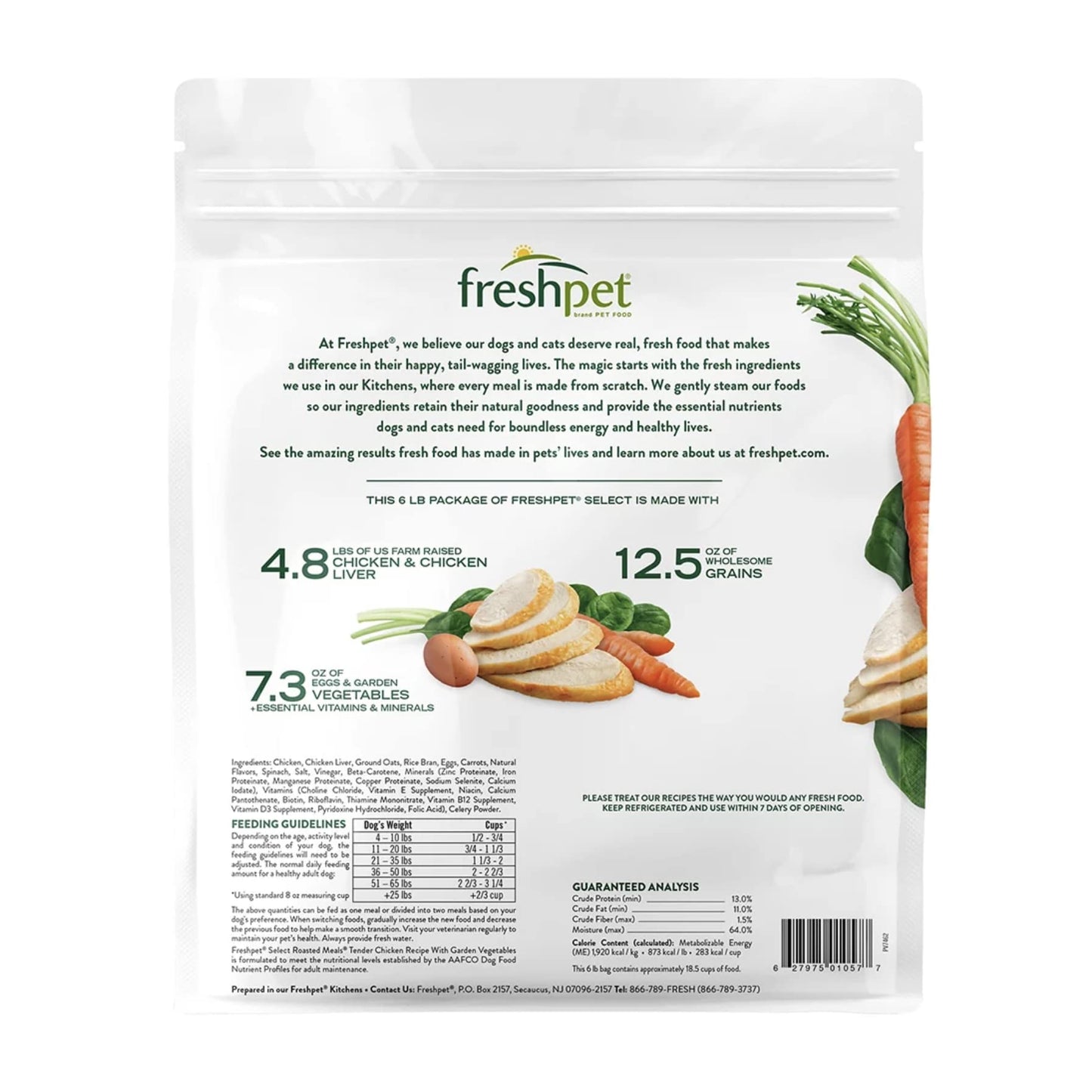Freshpet Healthy & Natural Dog Food, Fresh Chicken Recipe, 6lb