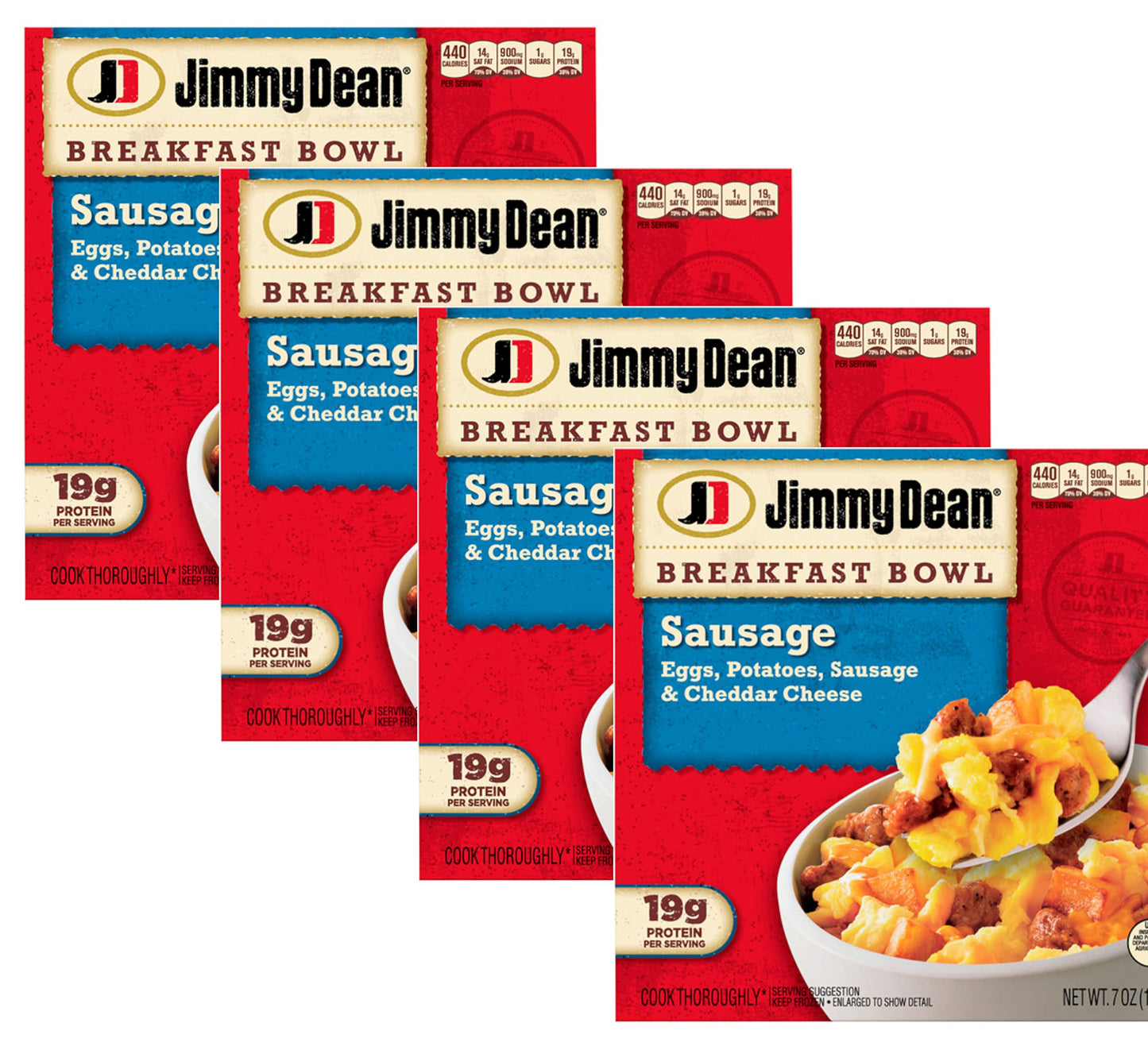 Jimmy Dean Breakfast Bowl Fluffy Eggs, Potatoes, Sausage and Cheddar Cheese, 7 oz -- 4 Pack