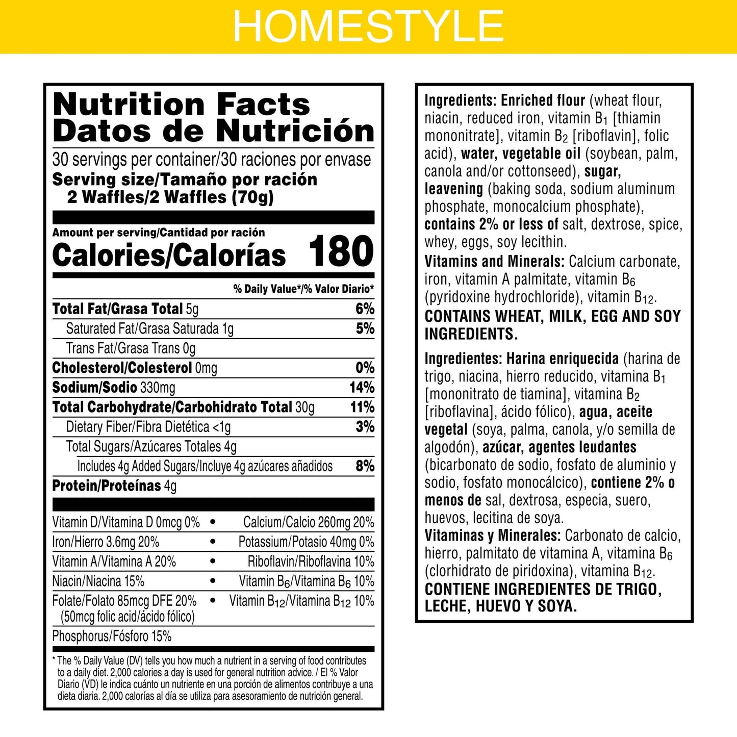 Kellogg’s Eggo, Frozen Waffles, Homestyle, Easy Breakfast, 74.1 oz Box (60 Count)