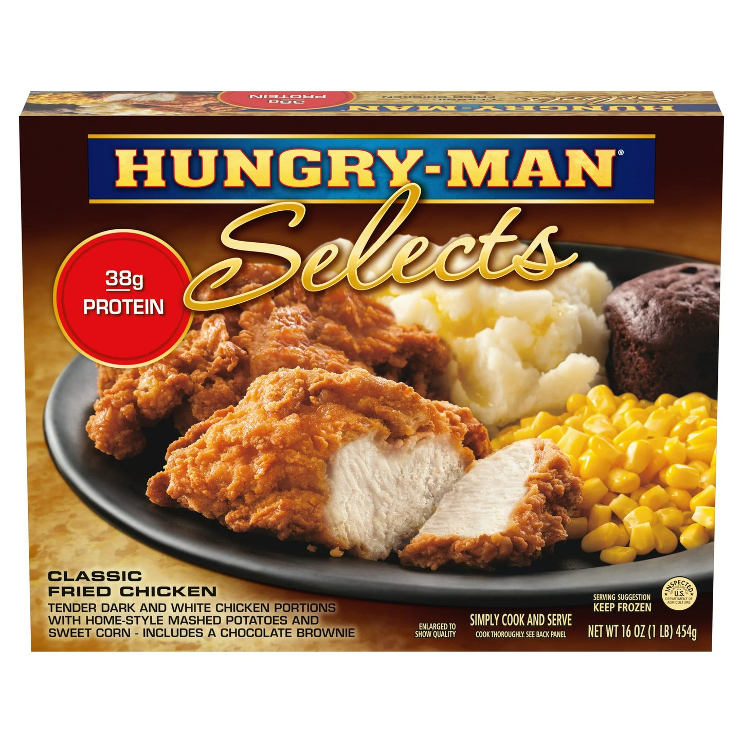 Hungry Man Selects Classic Fried Chicken Frozen Meal, 16 oz, -- 8 count