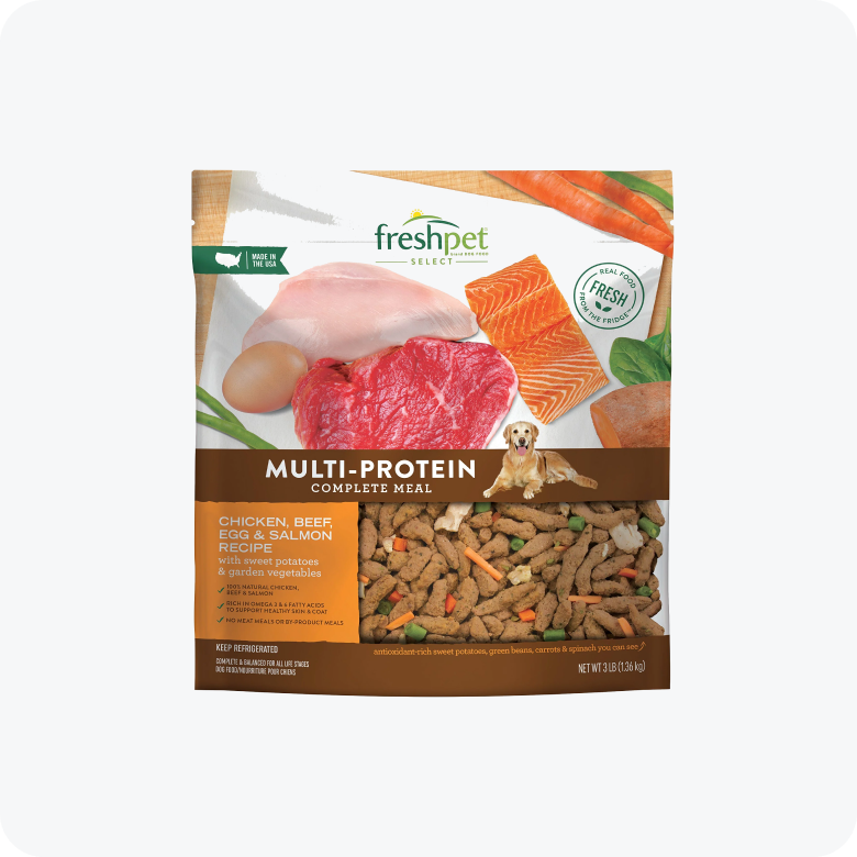 Freshpet Dog Food, Multi-Protein Complete Meal, Chicken, Beef, Egg and Salmon Recipe, 3Lb
