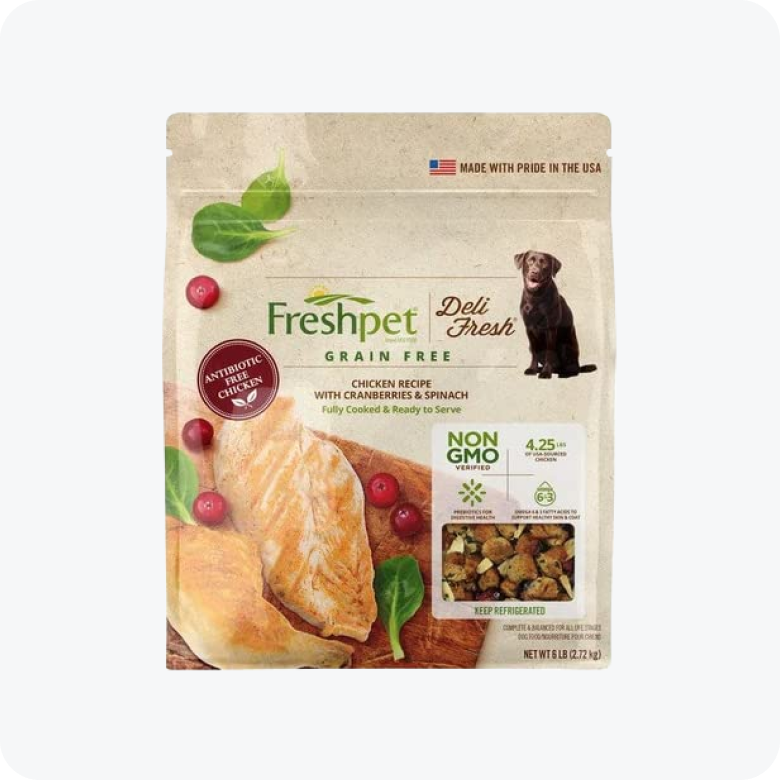 Freshpet Select Deli Fresh, Chiken Recipe with Cranberries & Spinach, Grain Free, Complete Meal Bag 6 lbs