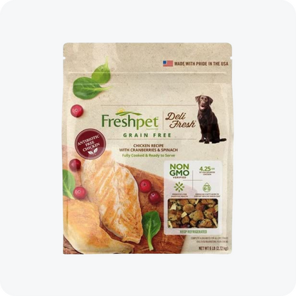Freshpet Select Deli Fresh, Chiken Recipe with Cranberries & Spinach, Grain Free, Complete Meal Bag 6 lbs