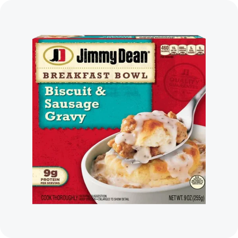 Jimmy Dean Biscuit and Sausage Gravy Breakfast Bowl, 9 Ounce -- 8 per case.