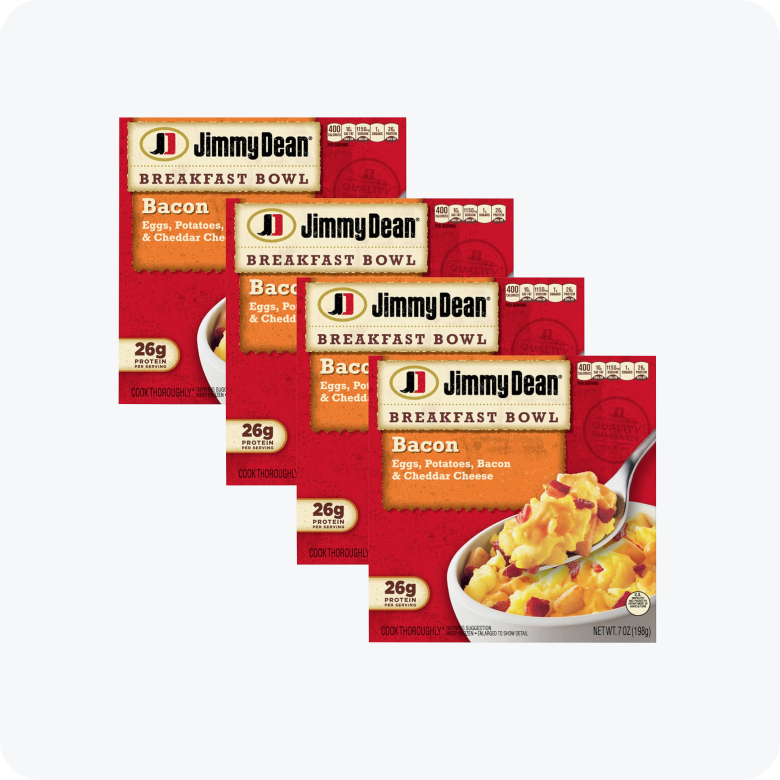 Jimmy Dean Breakfast Bowl Eggs, Potatoes, Bacon and Cheddar Cheese, 7 oz  -- 4 Pack