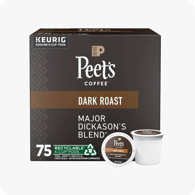 Peet's Coffee K-Cup Pods, Major Dickason's Blend Dark Roast 75 Count