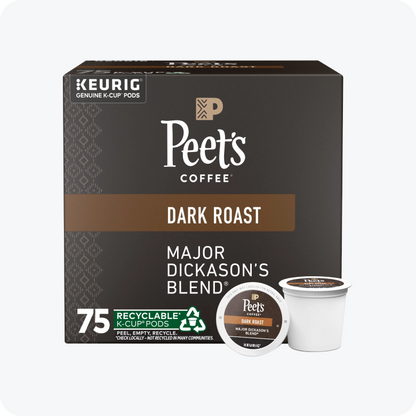 Peet's Coffee K-Cup Pods, Major Dickason's Blend Dark Roast 75 Count