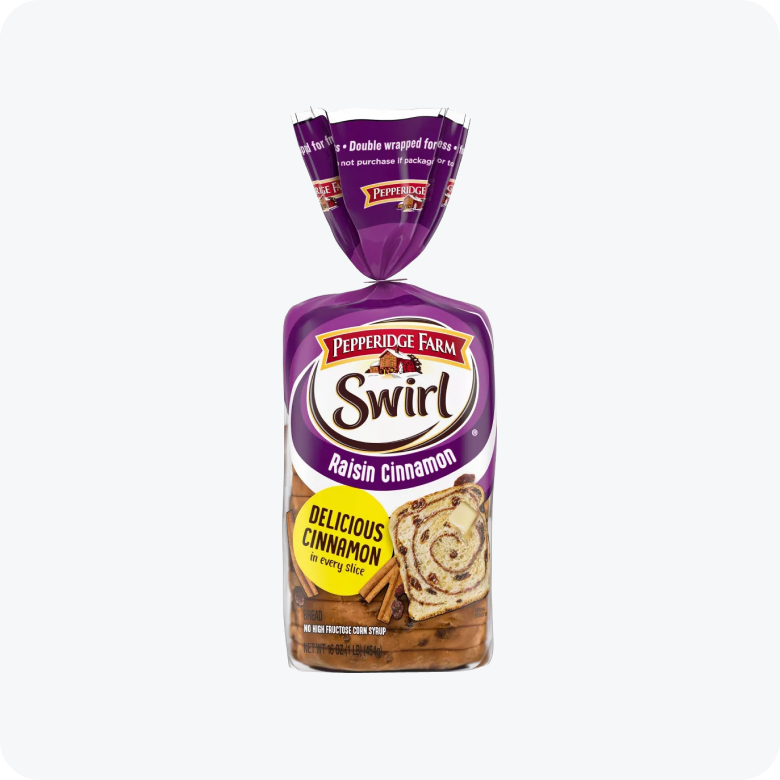 Pepperidge Farm Raisin Cinnamon Swirl Breakfast Bread, 16 oz Loaf -- Pack of 2