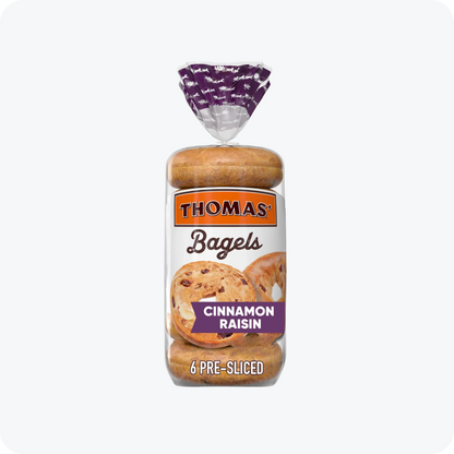 Thomas' Cinnamon Raisin Pre-Sliced Bagels, 6-Count -- Pack of 2
