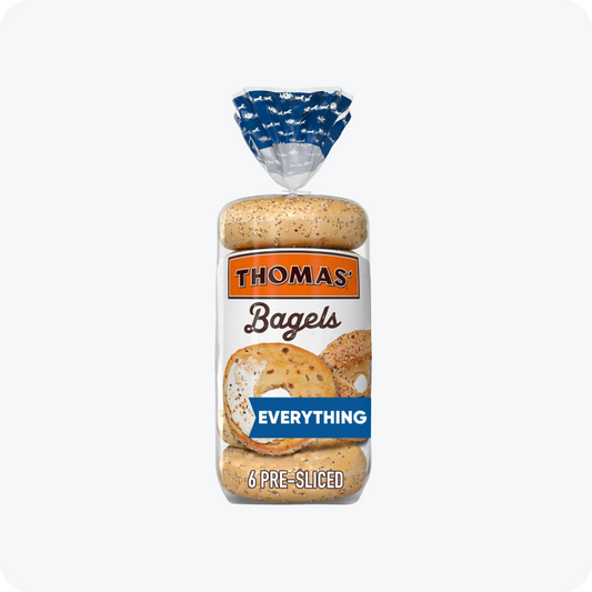 Thomas’ Everything Bagels, 6 Pre-Sliced Bagels, 20 Oz -- Pack of 2