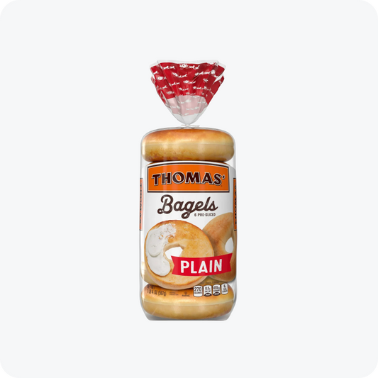 Thomas' Plain Original Pre-Sliced Bagels, 6-Count -- Pack of 2