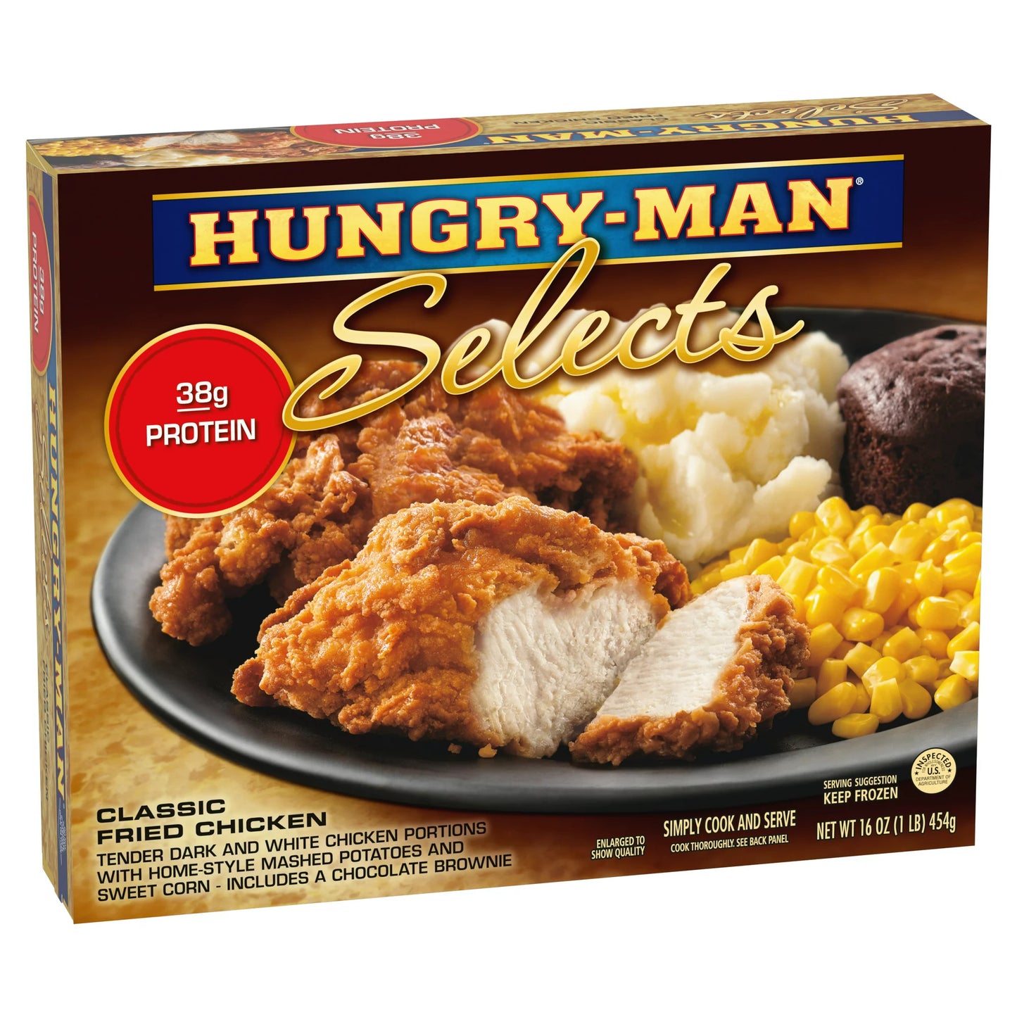 Hungry Man Selects Classic Fried Chicken Frozen Meal, 16 oz, -- 8 count