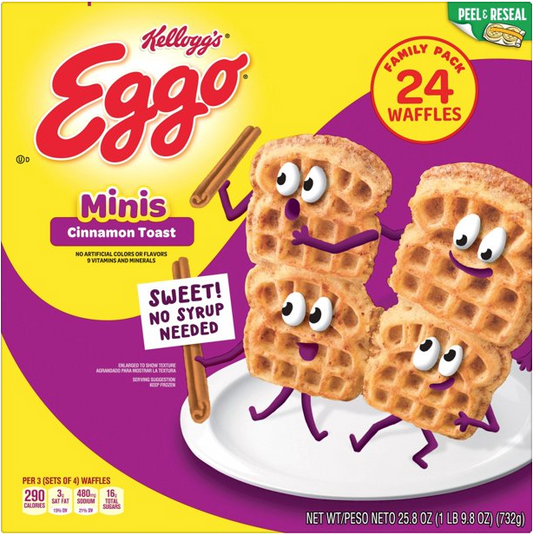 Eggo Cinnamon Toast Frozen Mini Waffles, 25.8 oz, 24 Count -- PACK OF 2