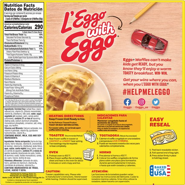 Eggo Cinnamon Toast Frozen Mini Waffles, 25.8 oz, 24 Count -- PACK OF 2