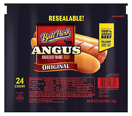 Ball Park Original Length Angus Beef Hot Dogs, 24 ct.
