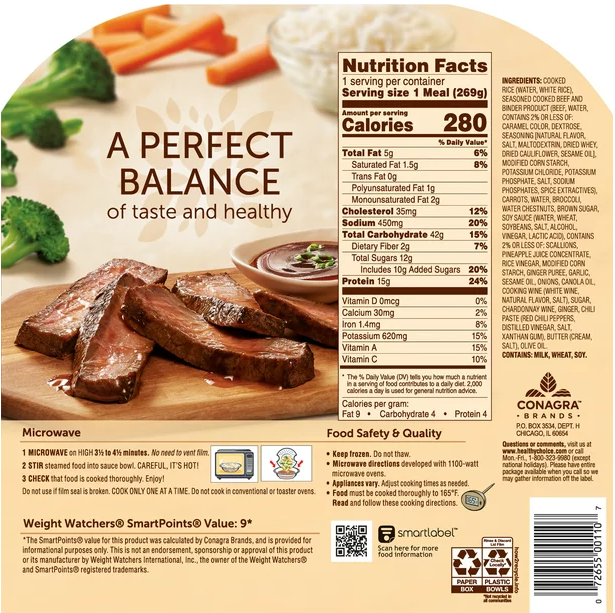 Healthy Choice Cafe Steamers Beef Teriyaki Frozen Meal, 9.5 oz -- 8 per case.