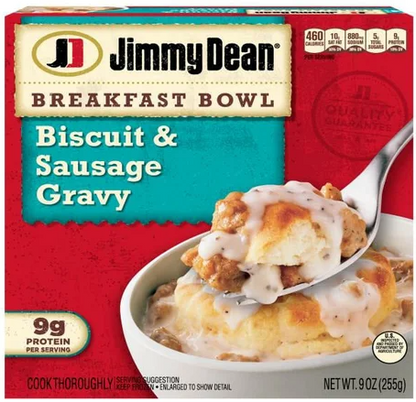 Jimmy Dean Biscuit and Sausage Gravy Breakfast Bowl, 9 Ounce -- 8 per case.