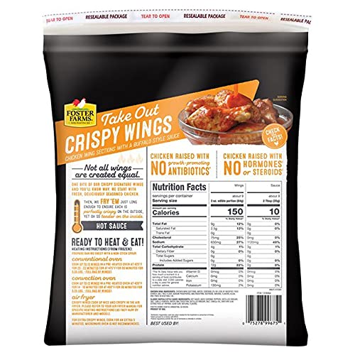 Foster Farms Take Out Crispy Chicken Wings, Classic Buffalo, 4 lbs -- Pack of 4