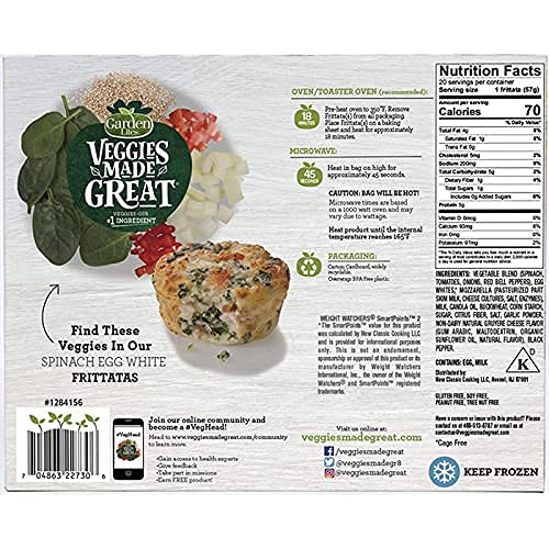 Garden Lites Veggies Made Great Spinach Egg White Frittatas 40oz., 20 Count -- Pack of 2