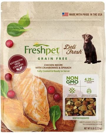 Freshpet Select Deli Fresh, Chiken Recipe with Cranberries & Spinach, Grain Free, Complete Meal Bag 6 lbs