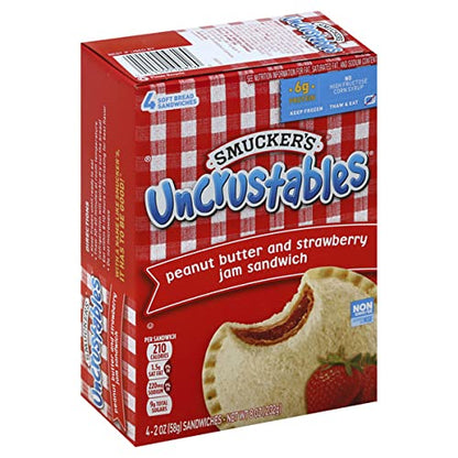 Smucker's Uncrustables Peanut Butter & Strawberry Jam Sandwich, 8 oz, 4 Count -- 6 Pack