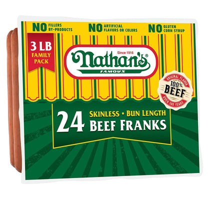 Nathan's Famous Bun Length All Beef Hot Dogs (48 oz., 24 pk.)