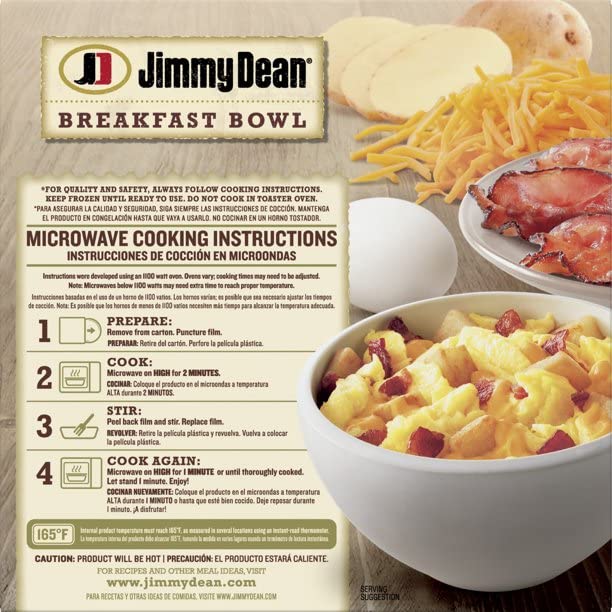 Jimmy Dean Breakfast Bowl Eggs, Potatoes, Bacon and Cheddar Cheese, 7 oz  -- 4 Pack