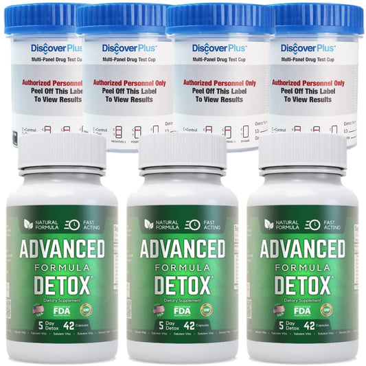 Salutem Vita Advance Formula Detox - Detox Kit - Advanced Formula Detox 3 pc, Multi Panel Test Cup 4pc - Supplement for Toxin Removal