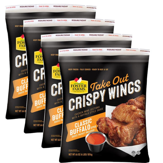 Foster Farms Take Out Crispy Chicken Wings, Classic Buffalo, 4 lbs -- Pack of 4