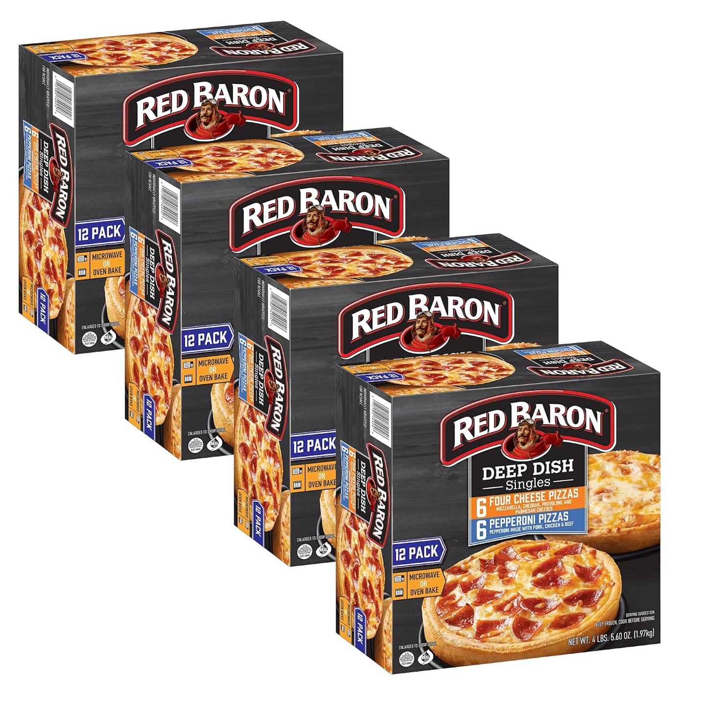 Red Baron Deep Dish Pizza Singles, Variety Pack