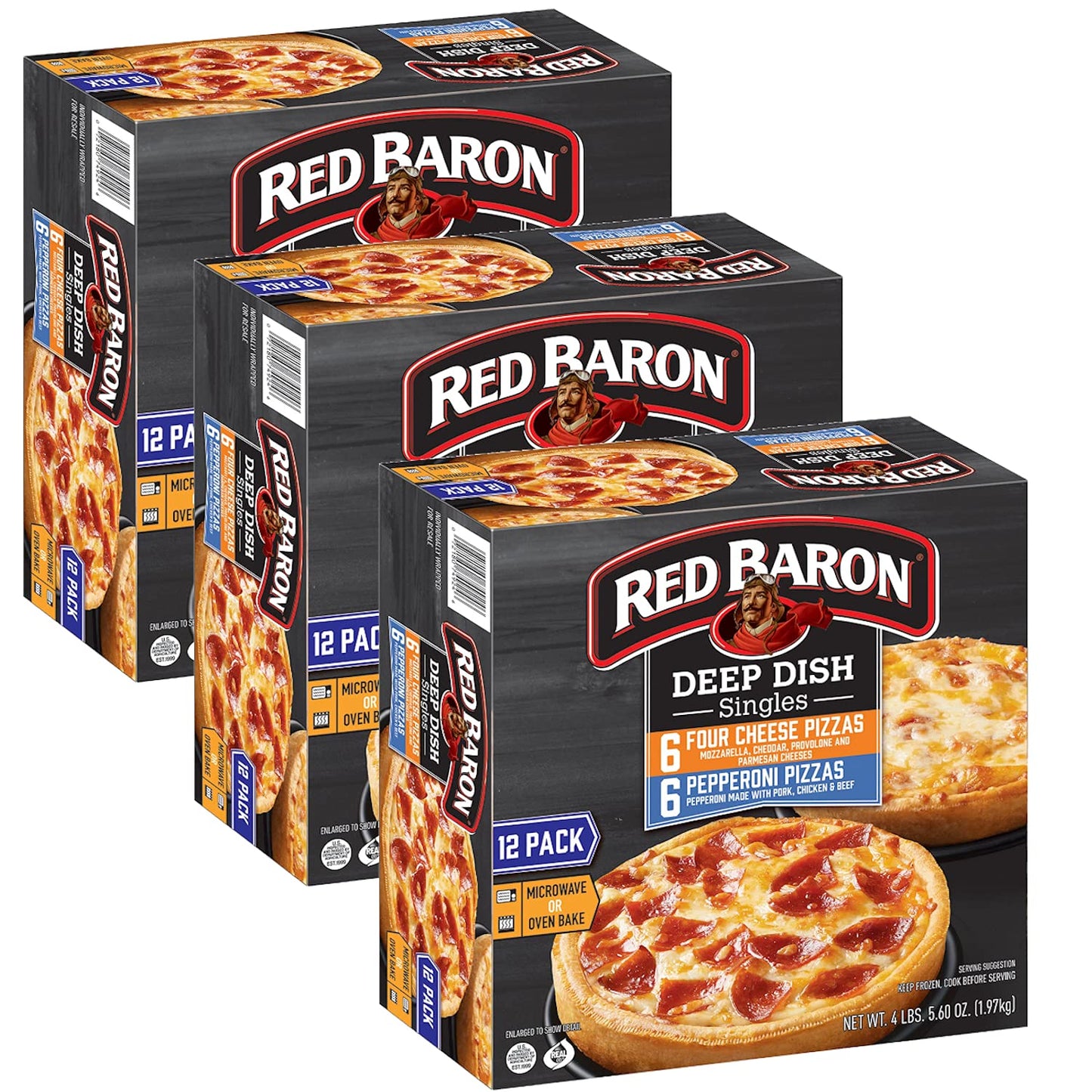 Red Baron Deep Dish Pizza Singles, Variety Pack