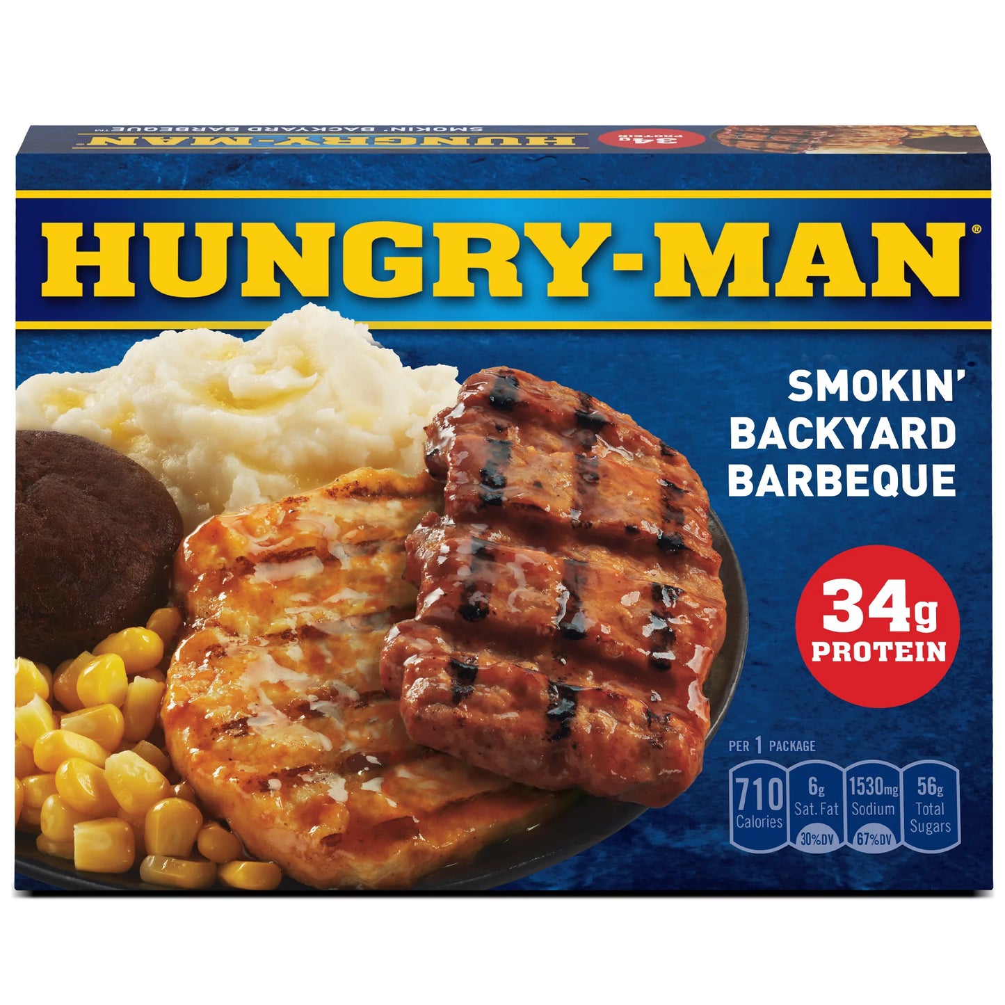 Hungry Man Smokin' Backyard BBQ Frozen Dinner, 15.25 oz -- Pack of 8