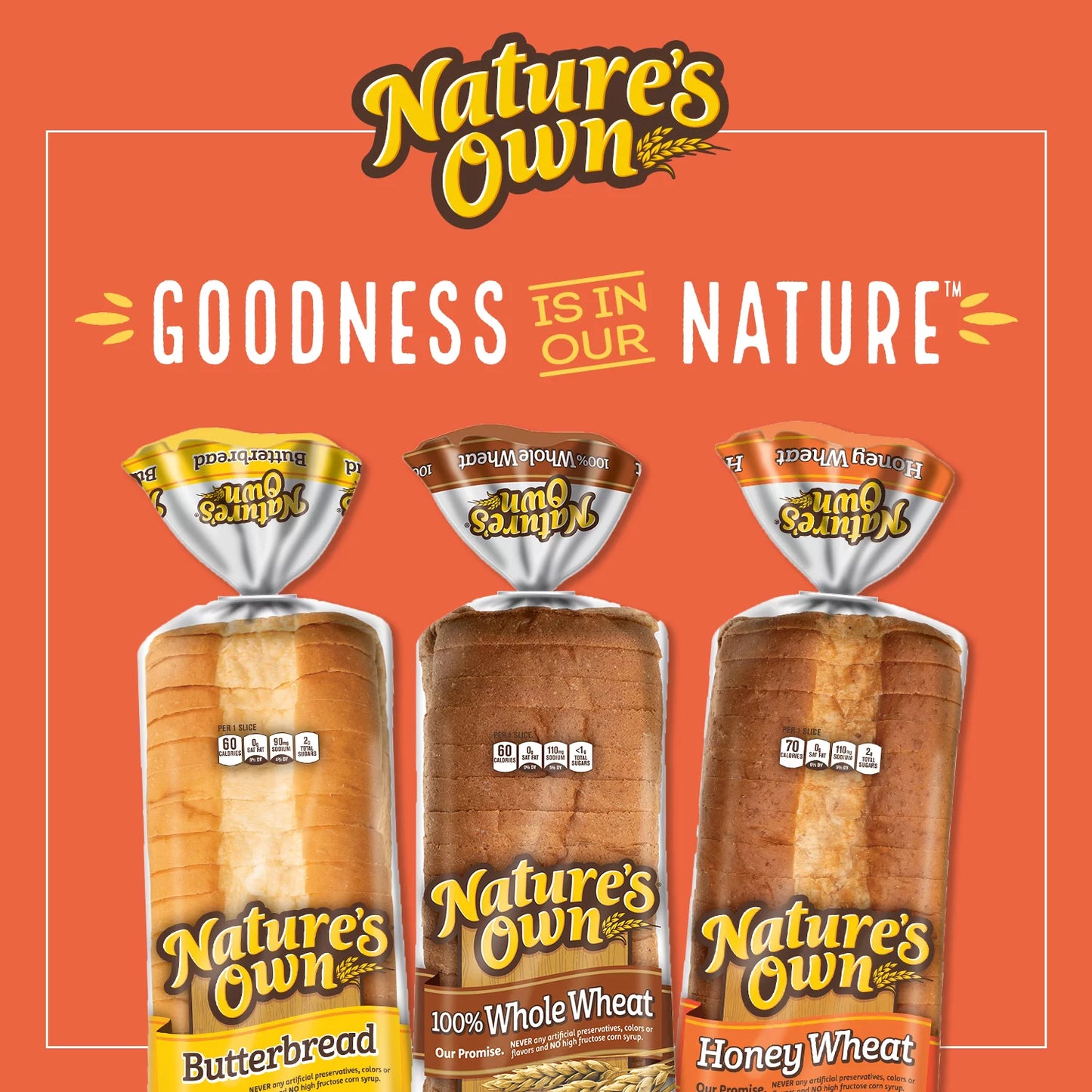 Nature's Own Honey Wheat Sandwich Bread Loaf, 20 oz -- Pack of 2