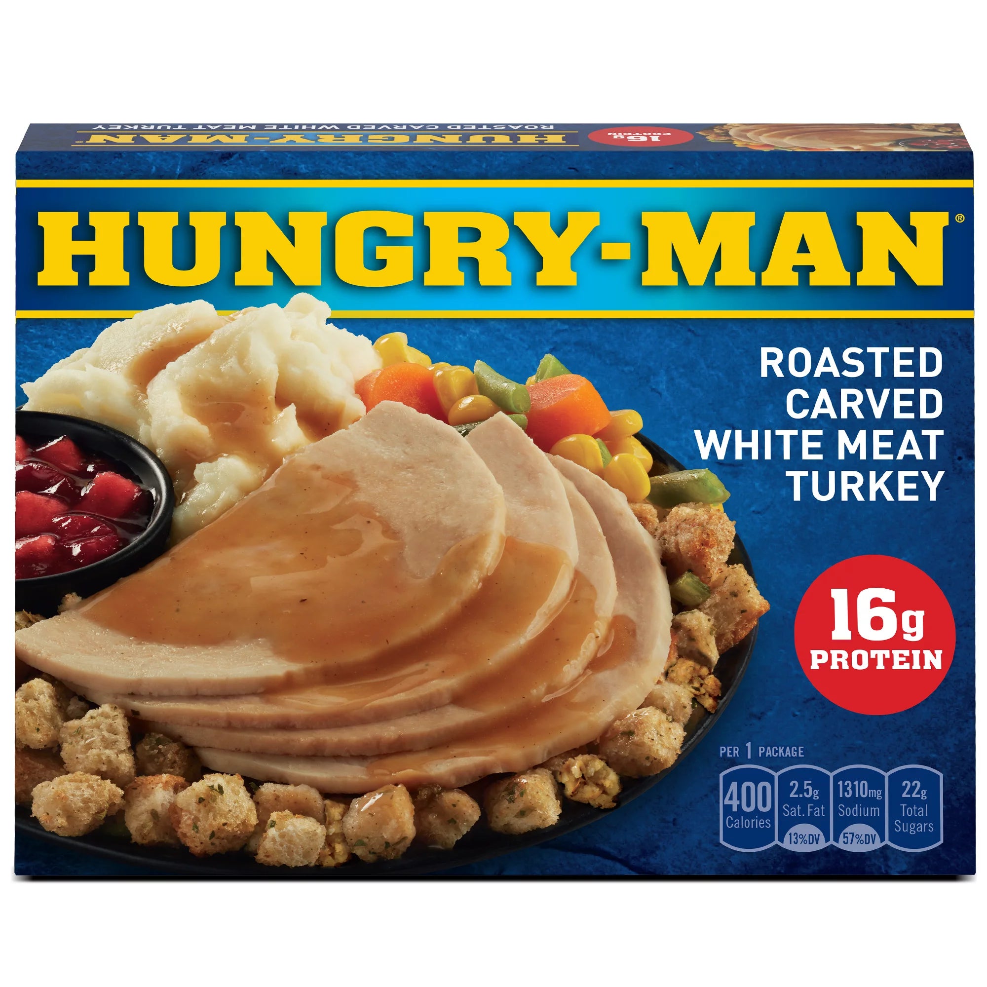 Hungry-Man Roasted Turkey Breast Frozen Dinner, 16 oz -- Pack of 8